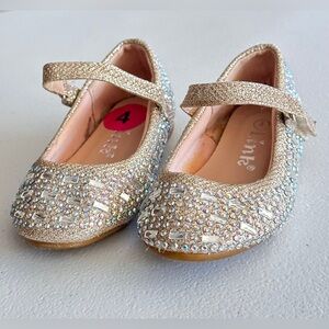Link Glittery Gold Baby Girl Embellished Dress Shoes Size 4